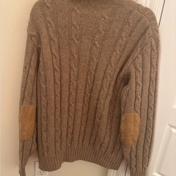 100% Loomed Wool Eddie Bauer Brown Cable Knit Cardigan - Picture 4 of 7